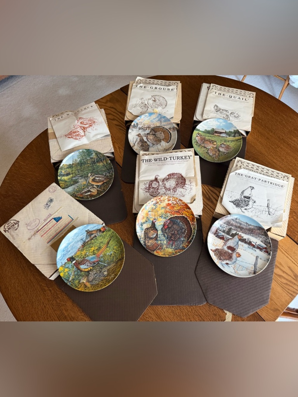 Collectible Porcelain Plate Set of 6 - “Upland Birds of North America”